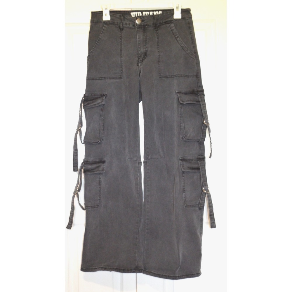VIP Jeans Black Cargo Wide Leg Baggy Y2K Streetwear Skater D-Ring Women's 9/29